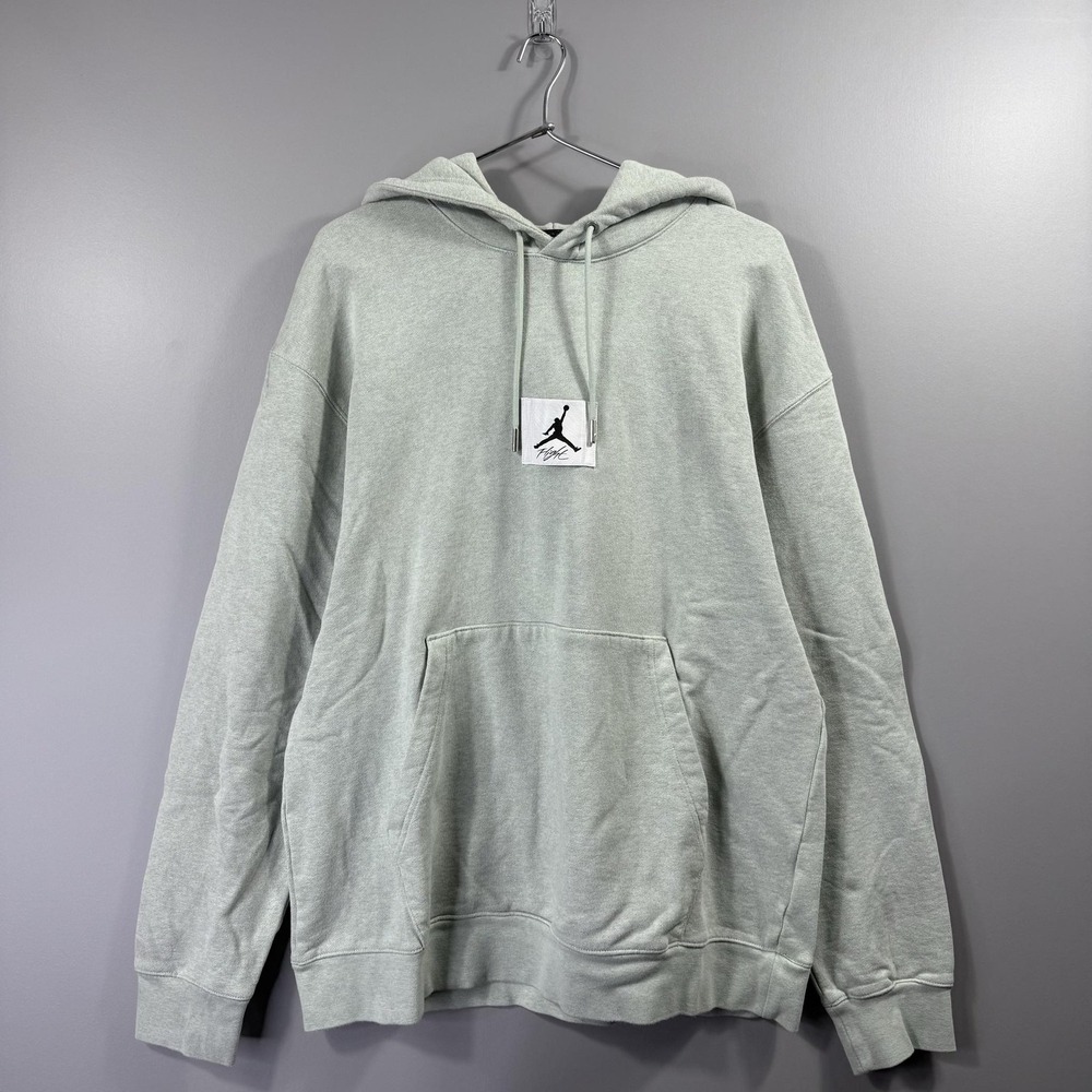 Jordan Hoodie Mens Large Light Gray Fleece Kangaroo Pocket Jumpman Sweatshirt